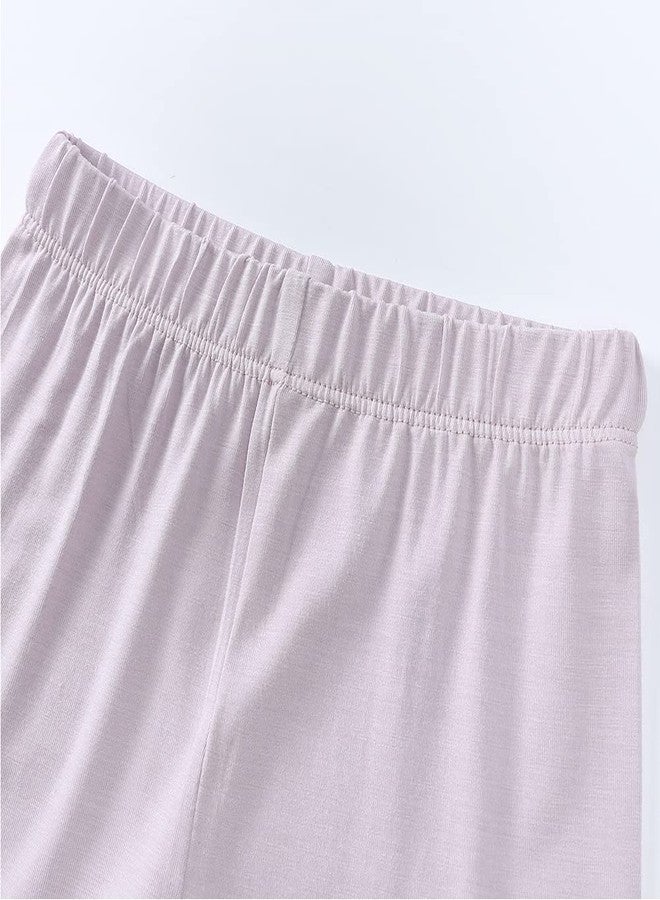 Aablexema Baby Short Summer Pajamas - Toddler Cool Jammies Pjs Rayon from Bamboo,2pcs Kids Sleepwear Set for Boys Girls(Light Purple,4y) - Image 5